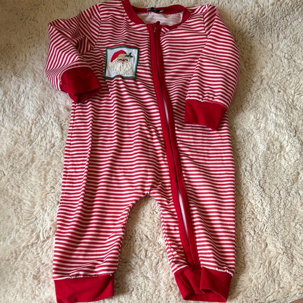 Red Striped Kids Santa Jammies